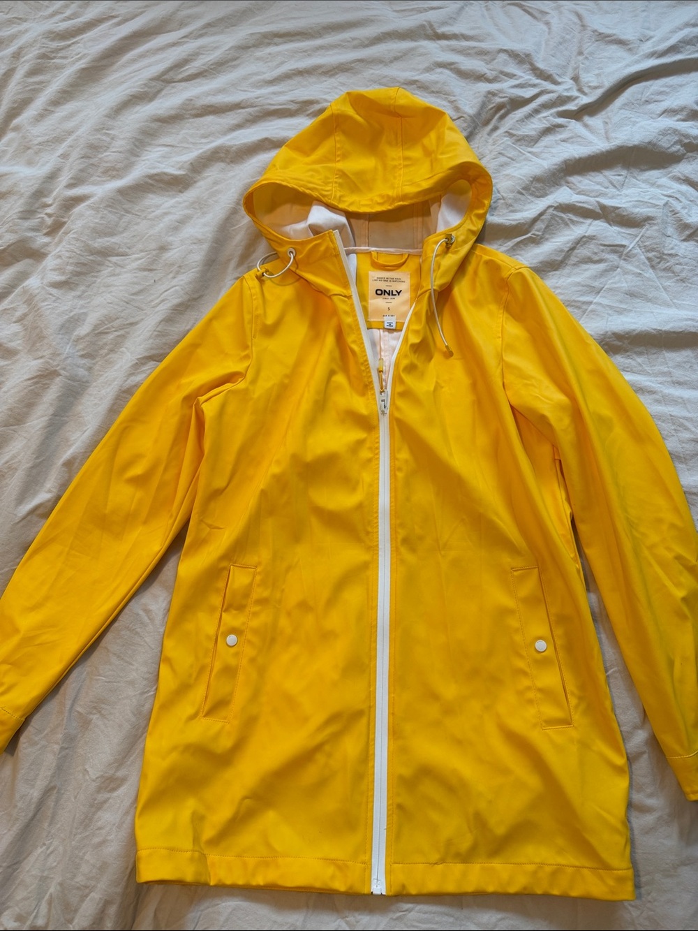 ONLY Yellow Hooded Waterproof Jacket